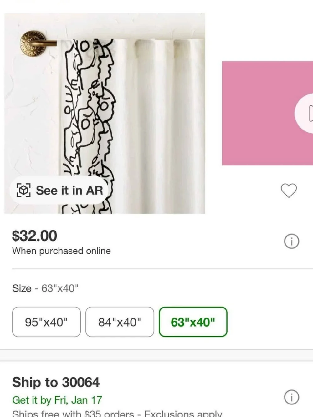 QTY 4 Jungalow White Semi Sheer Curtains with Black Abstract Face Border